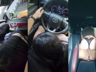 Đang lái xe thì em tụt quần ra mút làm anh phải làm nháy